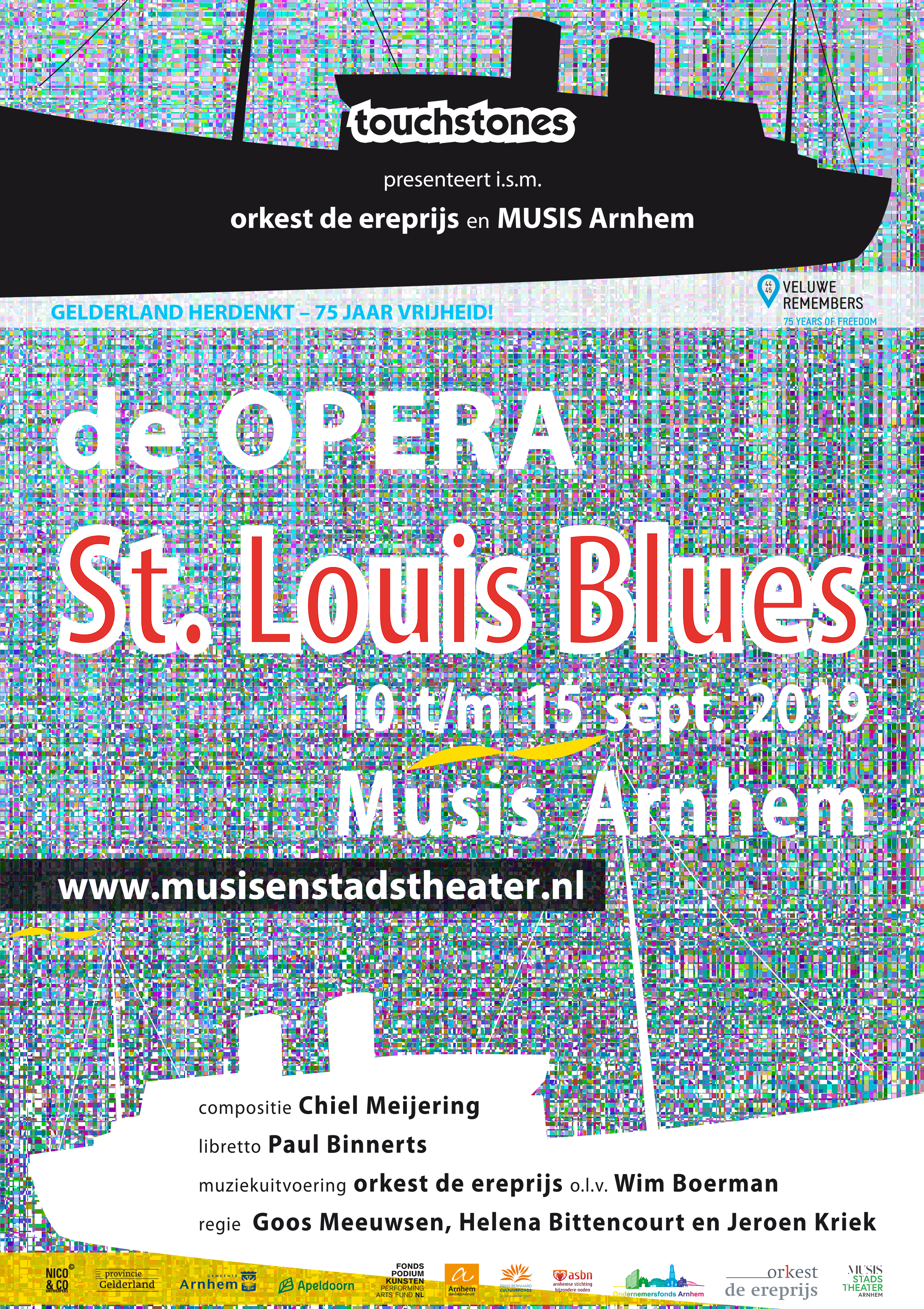 stichting touchstones presenteert i.s.m. orkest de ereprijs en MUSIS Arnhem de opera St. Louis Blues van 10 t/m 15 september 2019, Muzenzaal Arnhem. Ticketverkoop via Musis